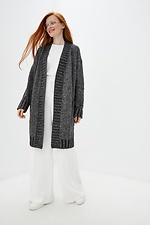 Melange knitted cardigan elongated with pockets  4037951 photo №2