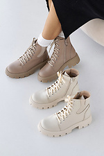 Women's leather winter boots beige  8019952 photo №3