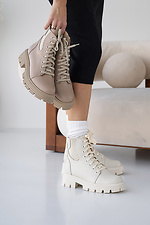 Женские ботинки кожаные зимние молочные  8019953 фото №2