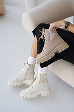 Женские ботинки кожаные зимние молочные  8019953 фото №3
