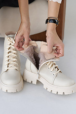 Женские ботинки кожаные зимние молочные  8019953 фото №4