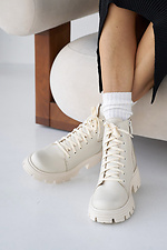 Женские ботинки кожаные зимние молочные  8019953 фото №5