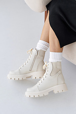 Женские ботинки кожаные зимние молочные  8019953 фото №6