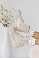 Женские ботинки кожаные зимние молочные  8019953 фото №7