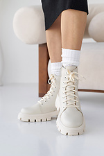 Женские ботинки кожаные зимние молочные  8019953 фото №9