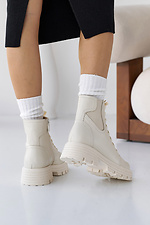 Женские ботинки кожаные зимние молочные  8019953 фото №11
