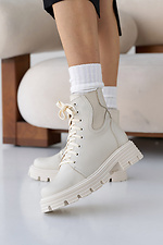 Женские ботинки кожаные зимние молочные  8019953 фото №13