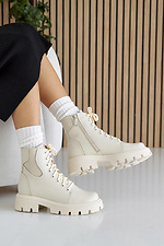 Женские ботинки кожаные зимние молочные  8019953 фото №14