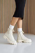 Женские ботинки кожаные зимние молочные  8019953 фото №16