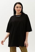 Oversized black cotton T-shirt with elbow sleeves Garne 9000954 photo №1