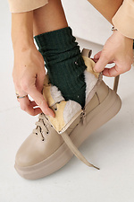 Damskie skórzane buty zimowe w kolorze beżowym  8019957 zdjęcie №8
