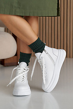 Damskie skórzane buty zimowe w kolorze białym  8019959 zdjęcie №4