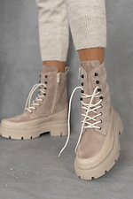 Зимние массивные ботинки в армейском стиле из кожи и замши 8018960 фото №1