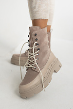 Зимние массивные ботинки в армейском стиле из кожи и замши 8018960 фото №7