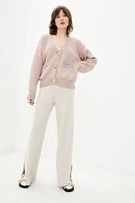 Knitted oversized cardigan with buttons in nude  4037961 photo №2