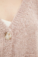Knitted oversized cardigan with buttons in nude  4037961 photo №4