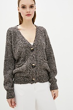 Melange knitted oversized cardigan with buttons  4037962 photo №1
