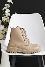 Damskie skórzane buty zimowe w kolorze beżowym  8019962 zdjęcie №2
