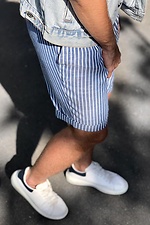 Knee-length striped cotton shorts with drawstrings GRUF 8042962 photo №3