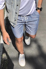Knee-length striped cotton shorts with drawstrings GRUF 8042962 photo №4