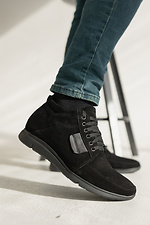 Мужские зимние ботинки из натуральной замши черного цвета 8018963 фото №1