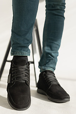 Мужские зимние ботинки из натуральной замши черного цвета 8018963 фото №4