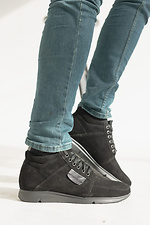 Мужские зимние ботинки из натуральной замши черного цвета 8018963 фото №6