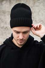 Чоловіча Зимова Трикотажна Шапка На Флісі Butch Black Without 8055963 фото №4