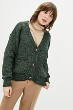 Green oversized knit cardigan with buttons  4037965 photo №1