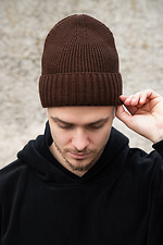 Мужская зимняя трикотажная шапка на флисе Butch Brown Without 8055965 фото №4