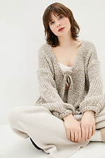Knitted oversized cardigan with ties at the chest  4037966 photo №1
