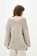 Knitted oversized cardigan with ties at the chest  4037966 photo №3