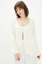 Knitted oversized cardigan with ties at the chest  4037967 photo №1