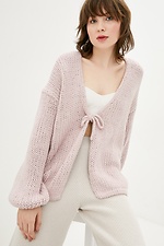 Knitted oversized cardigan with ties at the chest  4037968 photo №1