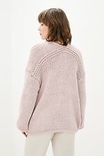 Knitted oversized cardigan with ties at the chest  4037968 photo №3