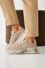 Damen-Ledersneaker Frühling-Herbst-Beige 8019969 Foto №3