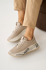 Damen-Ledersneaker Frühling-Herbst-Beige 8019969 Foto №4