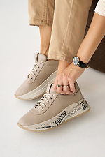 Damen-Ledersneaker Frühling-Herbst-Beige 8019969 Foto №5