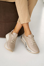 Damen-Ledersneaker Frühling-Herbst-Beige 8019969 Foto №6