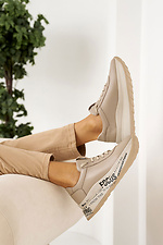Damen-Ledersneaker Frühling-Herbst-Beige 8019969 Foto №7