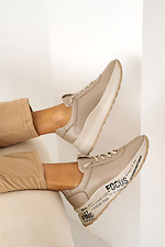 Damen-Ledersneaker Frühling-Herbst-Beige 8019969 Foto №8