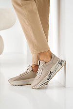 Damen-Ledersneaker Frühling-Herbst-Beige 8019969 Foto №9