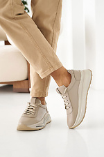 Damen-Ledersneaker Frühling-Herbst-Beige 8019969 Foto №11