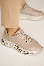Damen-Ledersneaker Frühling-Herbst-Beige 8019969 Foto №12