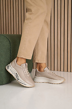 Damen-Ledersneaker Frühling-Herbst-Beige 8019969 Foto №13