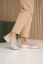 Damen-Ledersneaker Frühling-Herbst-Beige 8019969 Foto №14