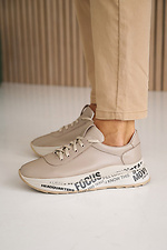 Damen-Ledersneaker Frühling-Herbst-Beige 8019969 Foto №15