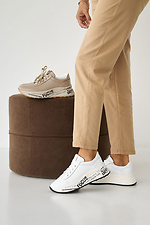 Damen-Ledersneaker Frühling-Herbst-Beige 8019969 Foto №16
