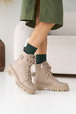 Women's winter beige leather boots with fur.  8019970 photo №8
