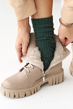 Women's winter beige leather boots with fur.  8019970 photo №11